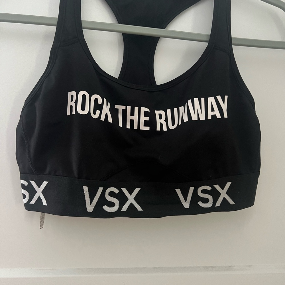 Victoria's Secret Black Sports Bra with White Lettering